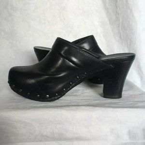 Dansko Black Heeled Clogs Size 39